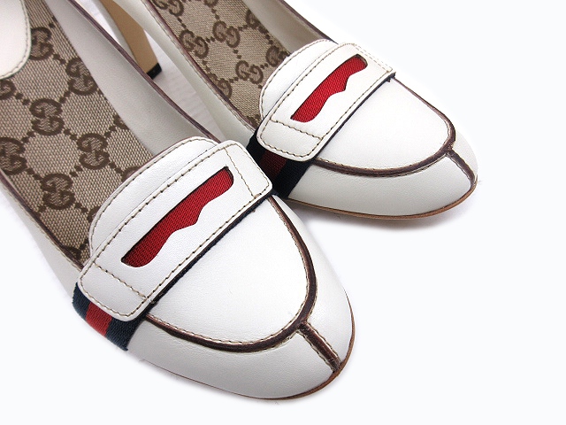 グッチ GUCCI ローファー パンプス シェリーライン GGキャンバス 
