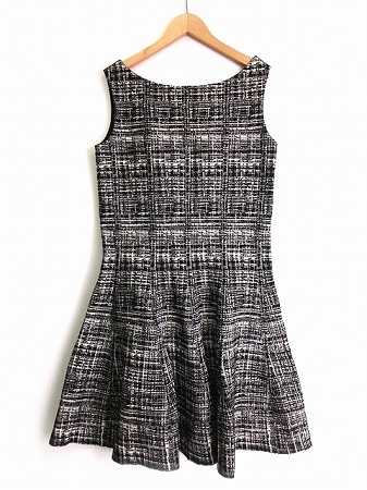 プラダ Prada ワンピース ツイード ひざ丈 ミディアム ノースリーブ 42 黒 ブラック 秋冬 レディース 001 ベクトルパーク