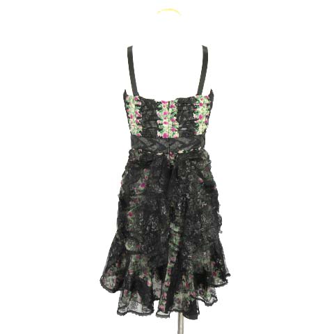アナスイ Anna Sui ワンピース キャミソール ひざ丈 フレア レース ラメ シルク混 黒 ブラック 4 Ibs29 レディース 001 ベクトルパーク