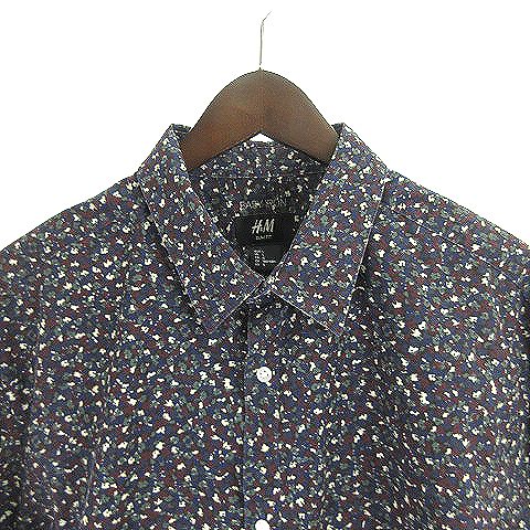 エイチ エム H M シャツ 長袖 スリムフィット イージー ヨーク ペイズリー柄 総柄 マルチカラー L メンズ 001 ベクトルパーク