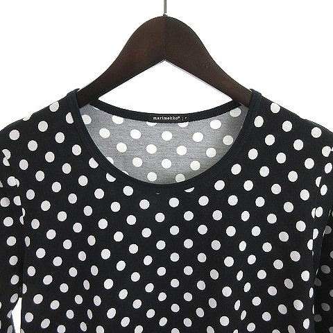マリメッコ Marimekko ワンピース 長袖 ひざ丈 ドット 水玉 ブラック ホワイト S レディース 001 ベクトルパーク