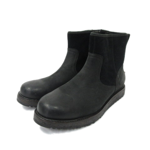 アグ オーストラリア Ugg Australia ショートブーツ ペコス サイドジップ コンビレザー スエード 黒 ブラック 26 メンズ 001 ベクトルパーク