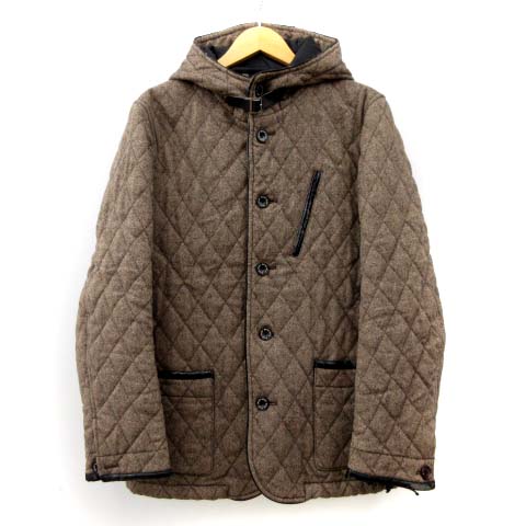 ビームスハート Beams Heart キルティングコート ロング フード ウール フェイクレザー 中綿 茶 L アウター Vgp0 メンズ 001 ベクトルパーク