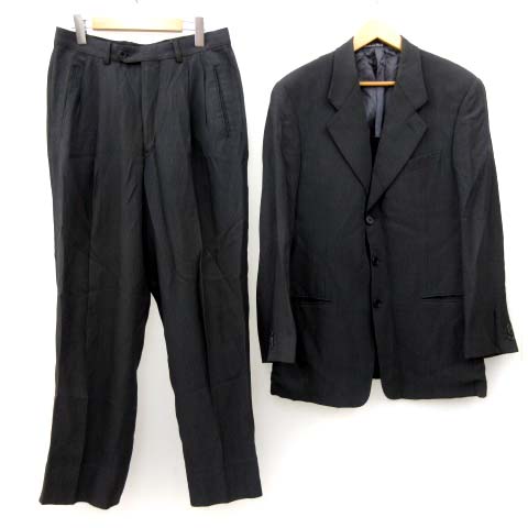 ジョルジオアルマーニ Giorgio Armani セットアップ 上下 2点セット スーツ フォーマル ジャケット シングル 3b パンツ ロング ストライプ 春夏 グレー 48 Ibs73 メンズ 001 ベクトルパーク