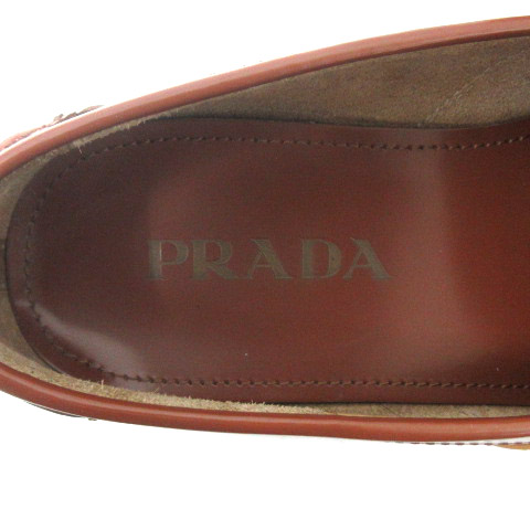 プラダ Prada 2dg100 コイン ローファー シューズ 牛革 ライン入 7 27cm 相当 茶 ブラウン 靴 メンズ 001 ベクトルパーク