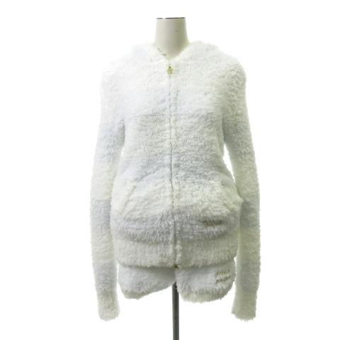 ジェラートピケ Gelato Pique ナイトウェア ルームウェア セットアップ パーカー 長袖 ジップアップ ショートパンツ ボーダー F 白 ホワイト 水色 ライトブルー レディース 001 ベクトルパーク