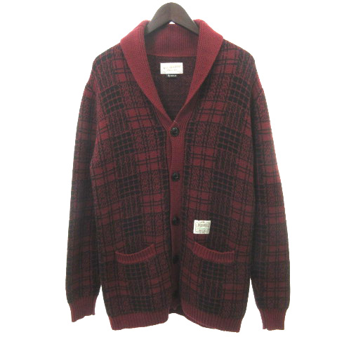 ネイバーフッド Neighborhood 13aw 132manh Knm05 ニット カーディガン ショールカラー チェック M 赤 レッド Ibs90 メンズ 001 ベクトルパーク