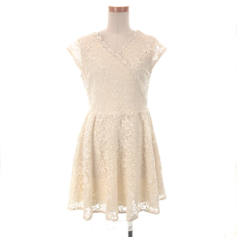 リリーブラウン Lily Brown ワンピース フレア レース カシュクール ひざ丈 フレンチスリーブ 白 1 レディース 001 ベクトルパーク