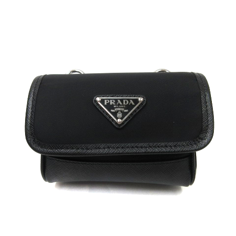 プラダ Prada Re Nylon サフィアーノ レザー ミニポーチ ミニショルダーバッグ 2zt022 2dmh 黒 ブラック 鞄 メンズ レディース 001 ベクトルパーク