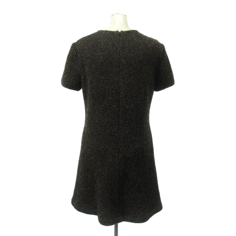 セリーヌ Celine ヴィンテージ ワンピース 半袖 ミニ ウール 総柄 40 茶 ブラウン Ibo3 レディース 001 ベクトルパーク