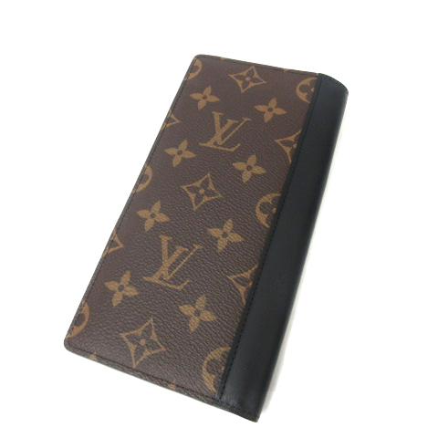 ルイヴィトン Louis Vuitton M ポルトフォイユ ブラザ モノグラム マカサー 二つ折り財布 長財布 茶色 黒 ブラウン ブラック メンズ 001 ベクトルパーク