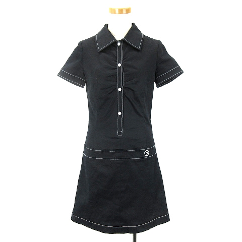 マリークワント Mary Quant ワンピース ハーフボタン ひざ丈 刺繍 ストレッチ 半袖 黒 38 M Ibs94 レディース 001 ベクトルパーク マリークワント Mary Quant ワンピース ハーフボタン ひざ丈 刺繍 ストレッチ 半袖 黒 38 M Ibs94 レディース 001 ベクトルパーク