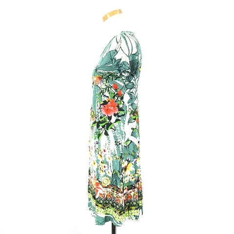 デシグアル Desigual ワンピース フレア 花柄 プリント ひざ丈 半袖 グリーン Xs 小さいサイズ Ecr3 レディース 001 ベクトルパーク