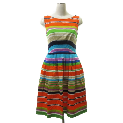 ケイトスペード Kate Spade ワンピース ノースリーブ ボーダー フレア ストレッチ マルチカラー 2 Ecr3 レディース 001 ベクトルパーク