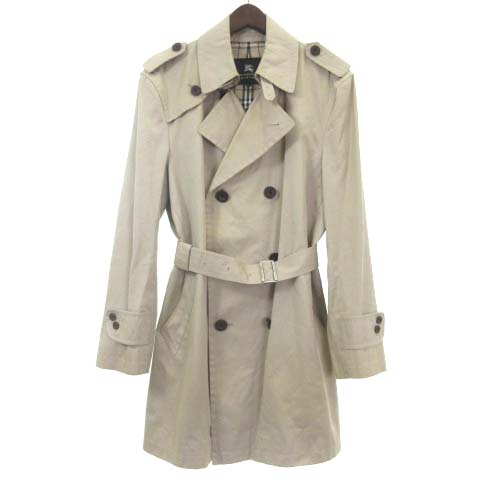 バーバリーブラックレーベル Burberry Black Label トレンチ コート ダブル ベルト 付き 裏地 ノバチェック コットン ベージュ M アウター Ecr4 メンズ 001 ベクトルパーク