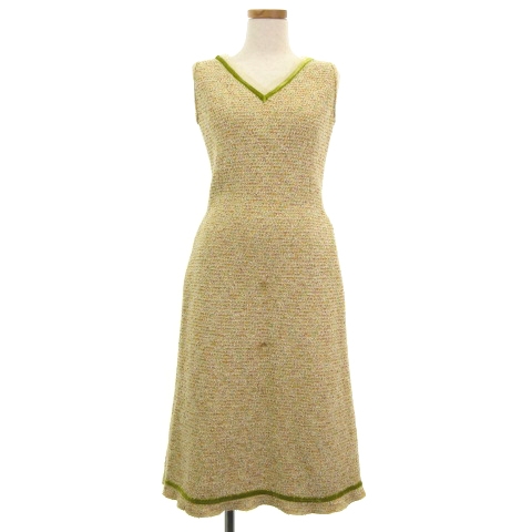 フォクシーブティック Foxey Boutique ニット ワンピース ロング ノースリーブ ツイード ベージュ 38 Ecr6 レディース 001 ベクトルパーク