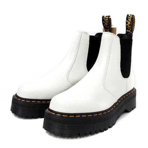 未使用品 ドクターマーチン Dr Martens 2976 Quad チェルシー ブーツ 厚底 サイドゴア レザー 白 ホワイト 27 靴 メンズ 001 ベクトルパーク