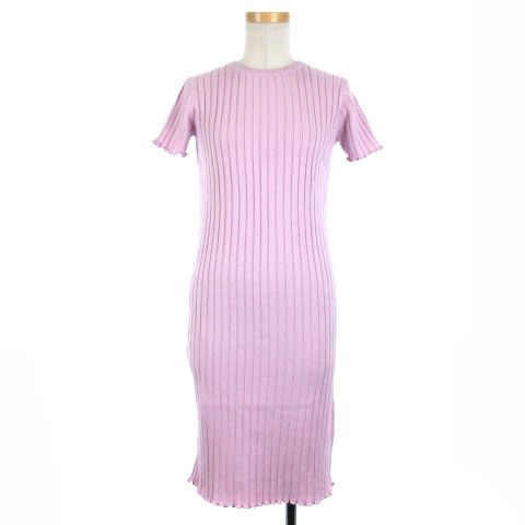 ロンハーマン Ron Herman ワンピース サマーニット 半袖 リブ コットン リネン ひざ丈 Xs ピンク Sm レディース 001 ベクトルパーク