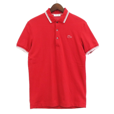 LACOSTE ラコステ ポロシャツ リメイク 赤 4 00s LACOSTEラコステ ワンポイント コットン 鹿の子 ポロシャツ