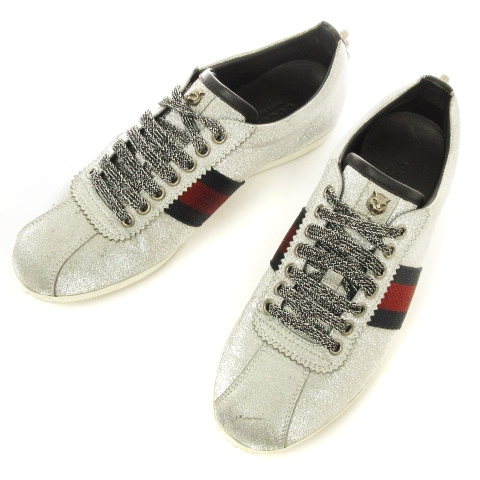 グッチ GUCCI Wmns Web Sneaker Glitter Studs グリッターウェブ 