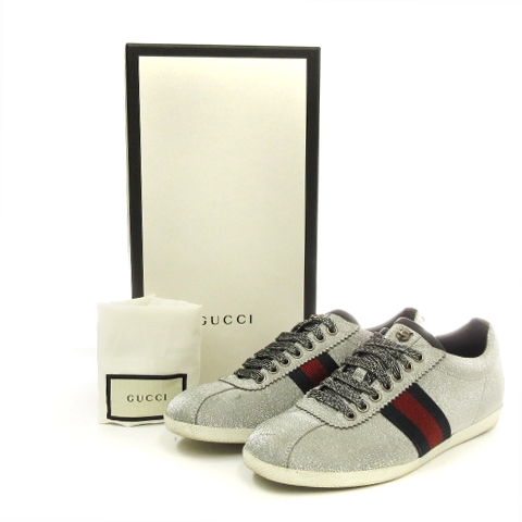 グッチ GUCCI Wmns Web Sneaker Glitter Studs グリッターウェブ 