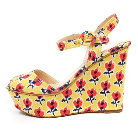 プラダ PRADA サンダル パンプス 厚底 花柄 プラットフォーム オープン 