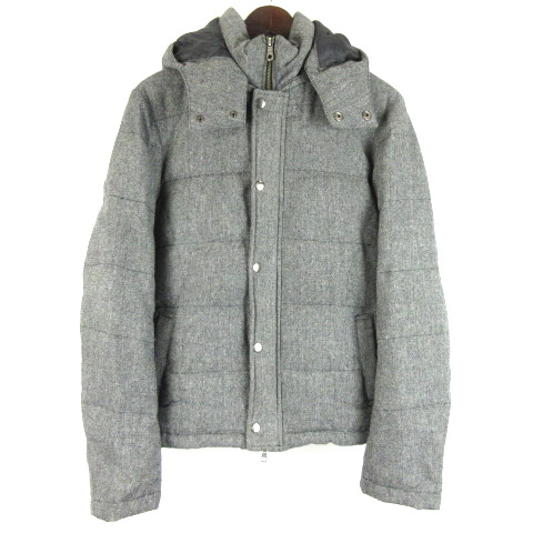 ミッシェルクランオム HOMME ダウンジャケット ジップアップ フーディ ウールミックス 46 M グレー ■SM メンズ