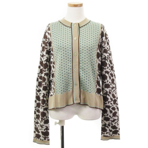 マルニ MARNI カーディガン ニット 長袖 クルーネック 切替 花柄 総柄 ラメ糸 コットン ブラウン系 40 トップス レディース マルニ MARNI カーディガン ニット 長袖 クルーネック 切替 花柄 総柄 ラメ糸 コットン ブラウン系 40 トップス レディース