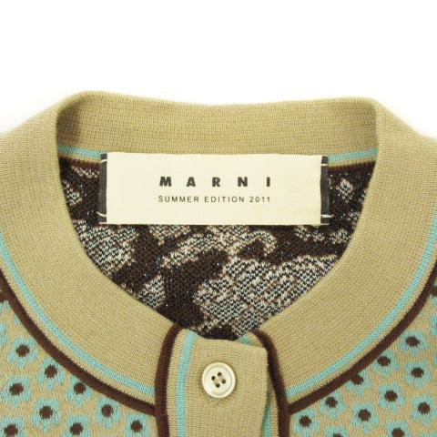 マルニ MARNI カーディガン ニット 長袖 クルーネック 切替 花柄 総柄 ラメ糸 コットン ブラウン系 40 トップス レディース マルニ MARNI カーディガン ニット 長袖 クルーネック 切替 花柄 総柄 ラメ糸 コットン ブラウン系 40 トップス レディース