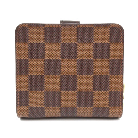 ルイヴィトン コンパクトジップ 二つ折り財布 ダミエ エベヌ 極美品】VUITTON ルイヴィトン ダミエ エベヌ コンパクトジップ 二