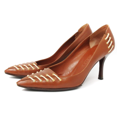 【未使用/美品】CELINEセリーヌ パンプス　ポインテッドトゥ　35.5 セリーヌ CELINE パンプス ヒール ポインテッドトゥ レザー イタリア製