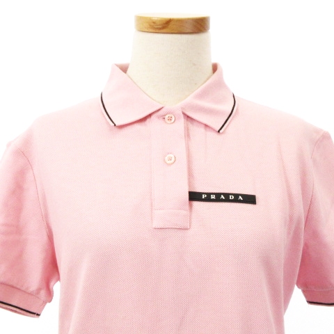 プラダ PRADA 美品 21SS ポロシャツ 半袖 鹿の子 ラバーロゴ