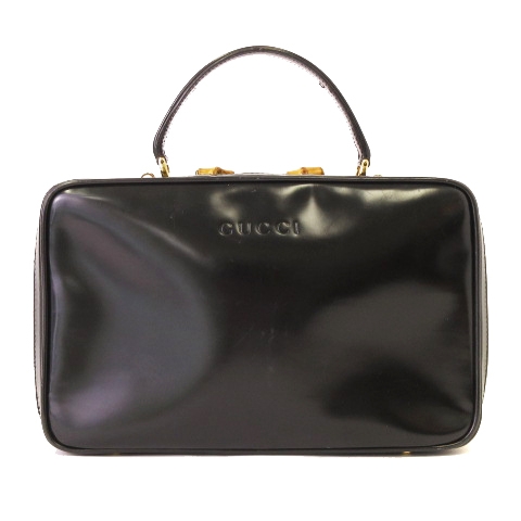 グッチ GUCCI バンブー ハンドバッグ ワンハンドル スクエア レザー 黒 