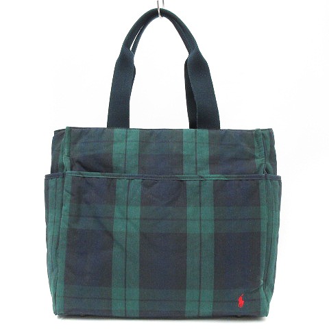 美品　RalphLauren タータンチェック柄 トートバッグ A4 グリーン 美品 RalphLauren タータンチェック柄 トートバッグ A4 グリーン