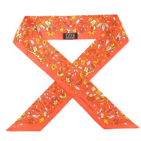 エルメス HERMES 美品 ツイリー スカーフ フラワー アニマル 総柄  