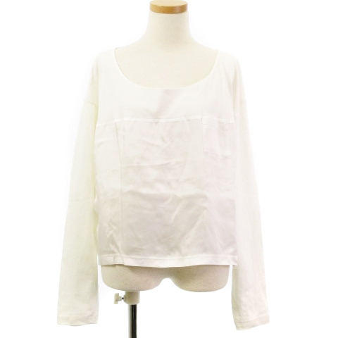 プラダ PRADA Tシャツ カットソー 長袖 切替 コットン シルク 白 