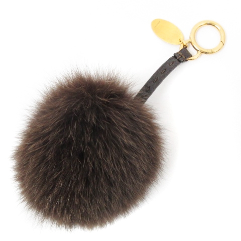 フェンディ FENDI 美品 フォックス ファー チャーム キーホルダー 