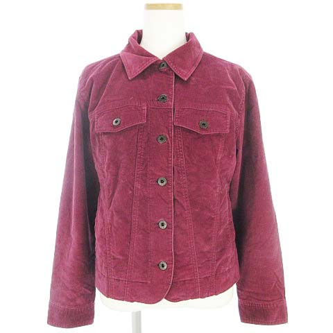 エルエルビーン L.L.BEAN ベロア シャツジャケット ショート丈 ワイン 
