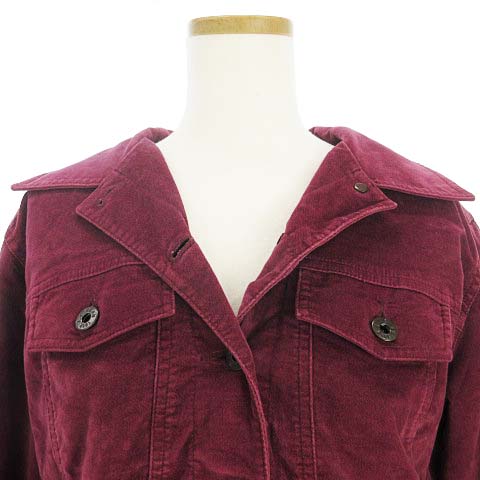 エルエルビーン L.L.BEAN ベロア シャツジャケット ショート丈 ワイン