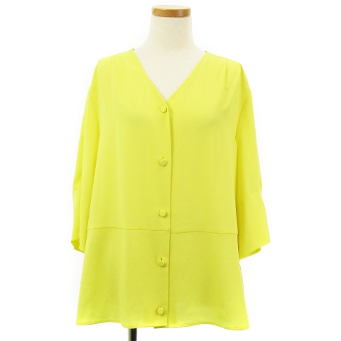 ポールスミス PAUL SMITH PS 21AW シャツ ブラウス 七分袖 Vネック 黃 