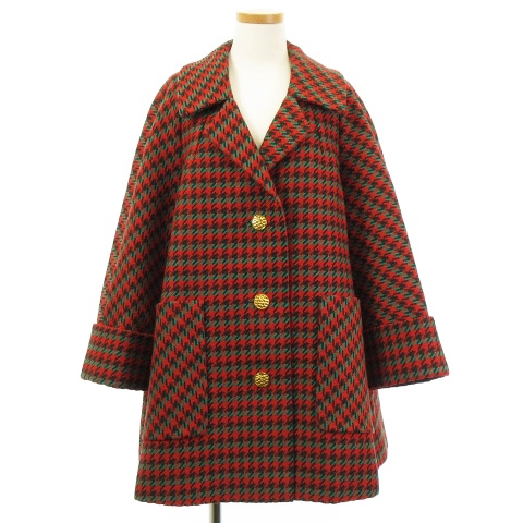 グッチ GUCCI 良品 ハウンドトゥース ウール コート シングルブレスト 