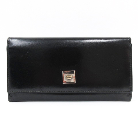 セリーヌ CELINE 長財布 がま口 ロゴプレート レザー M14 イタリア製  