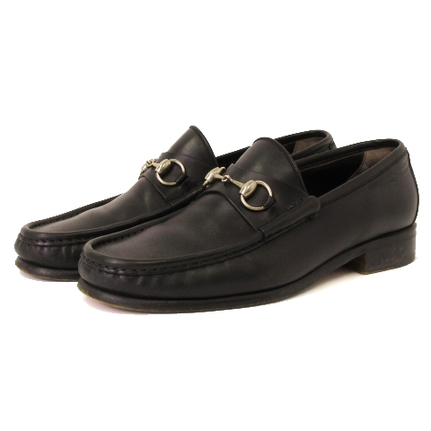 グッチ GUCCI ローファー ホースビット レザー 015938 黒 ブラック 43E  