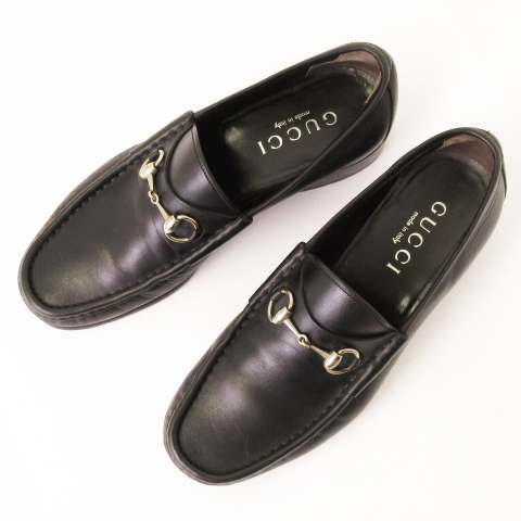 グッチ GUCCI ローファー ホースビット レザー 015938 黒 ブラック 43E 