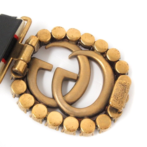 【即発送】GUCCI グッチ ベルト GG 金具　ジャガード グッチ GUCCI 良品 Jacquard Crystal Stripe Double G Belt エラ