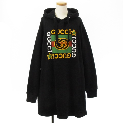 グッチ GUCCI 良品 Hooded Dress With Gucci Logo Star Print パーカー 