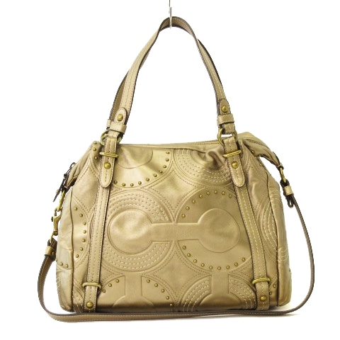 コーチ COACH エンボスド スタデッド レザー アレクサンドラ トート 