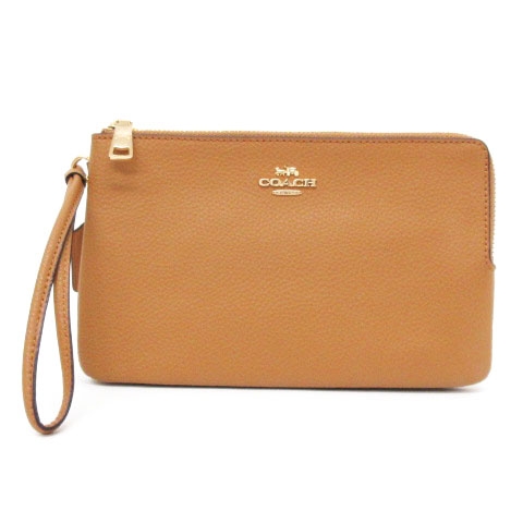 コーチ COACH 美品 ペブルド レザー ダブルジップ ウォレット 長財布 
