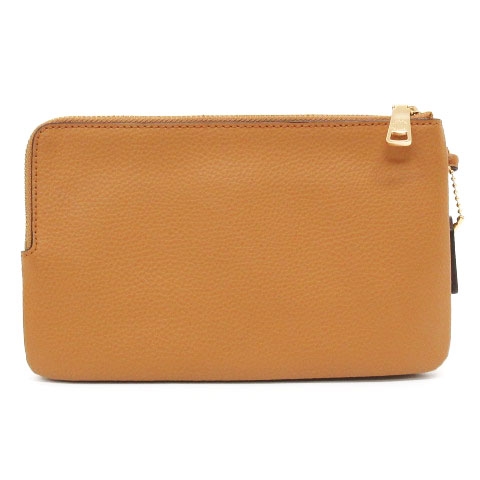 コーチ COACH 美品 ペブルド レザー ダブルジップ ウォレット 長財布 