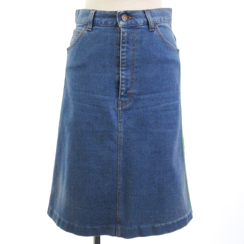 グッチ GUCCI シェリーライン デニム スカート ひざ丈 ウェブ  